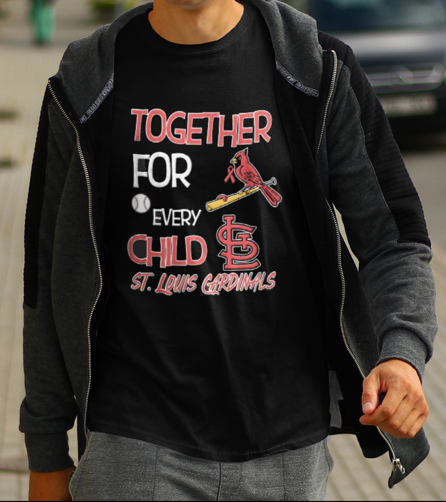 St. Louis Cardinals Together For Every Child Bird On Bat Baseball T-Shirt