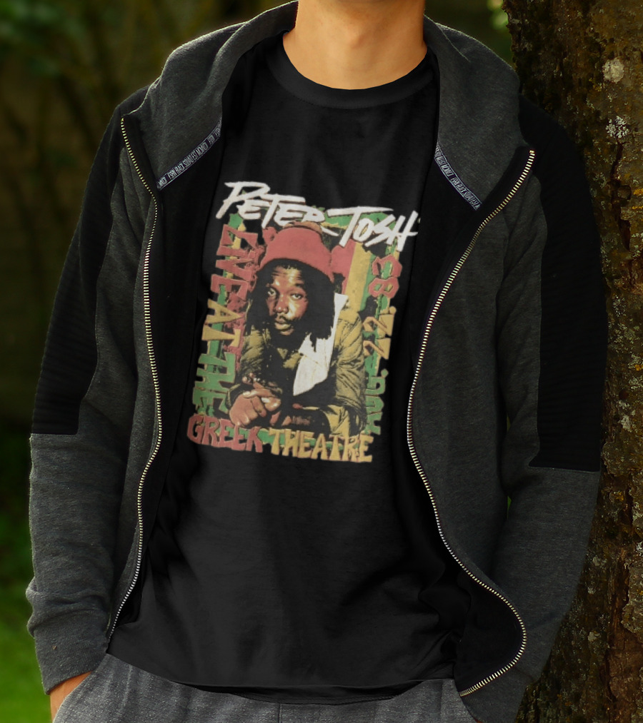 Peter Tosh Live At The Greek Theatre Aug 22 83 Rastafarian Dreadlocked Musician T-Shirt