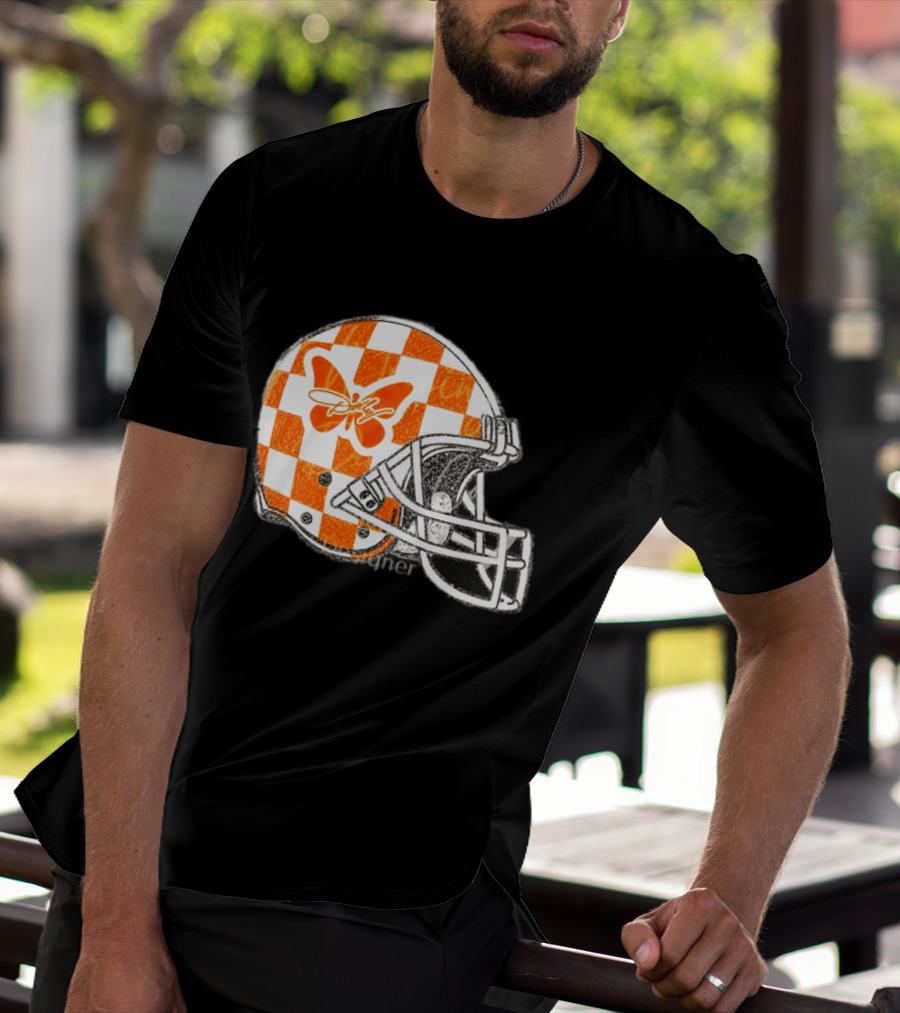 Tennessee Vols Football Helmet Checkerboard Butterfly Dolly Parton Version T-Shirt