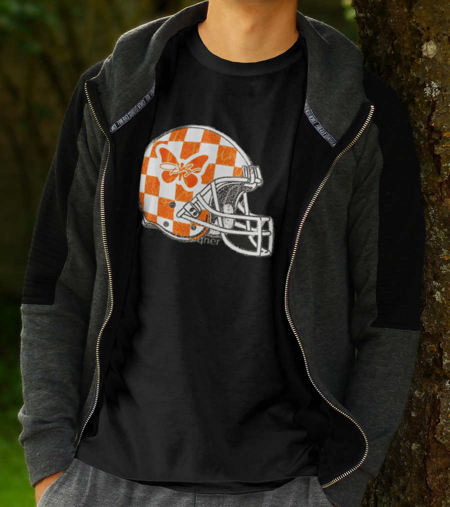 Tennessee Vols Football Helmet Checkerboard Butterfly Dolly Parton Version T-Shirt