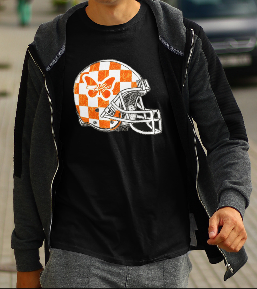 Tennessee Vols Football Helmet Checkerboard Butterfly Dolly Parton Version T-Shirt