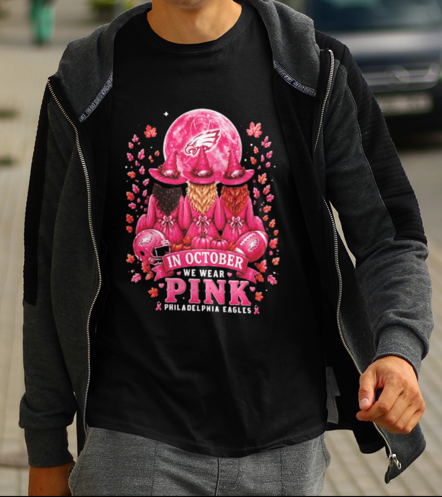 Philadelphia Eagles In October We Wear Pink Witches 2026 T-Shirt