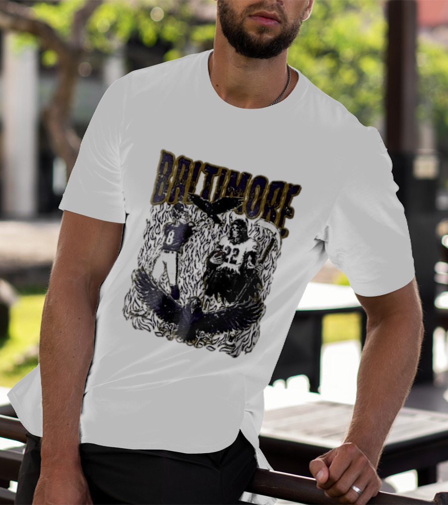 Baltimore Ravens Skeleton Grim Reaper Scythe Purple Flames Football Players Ravens T-Shirt