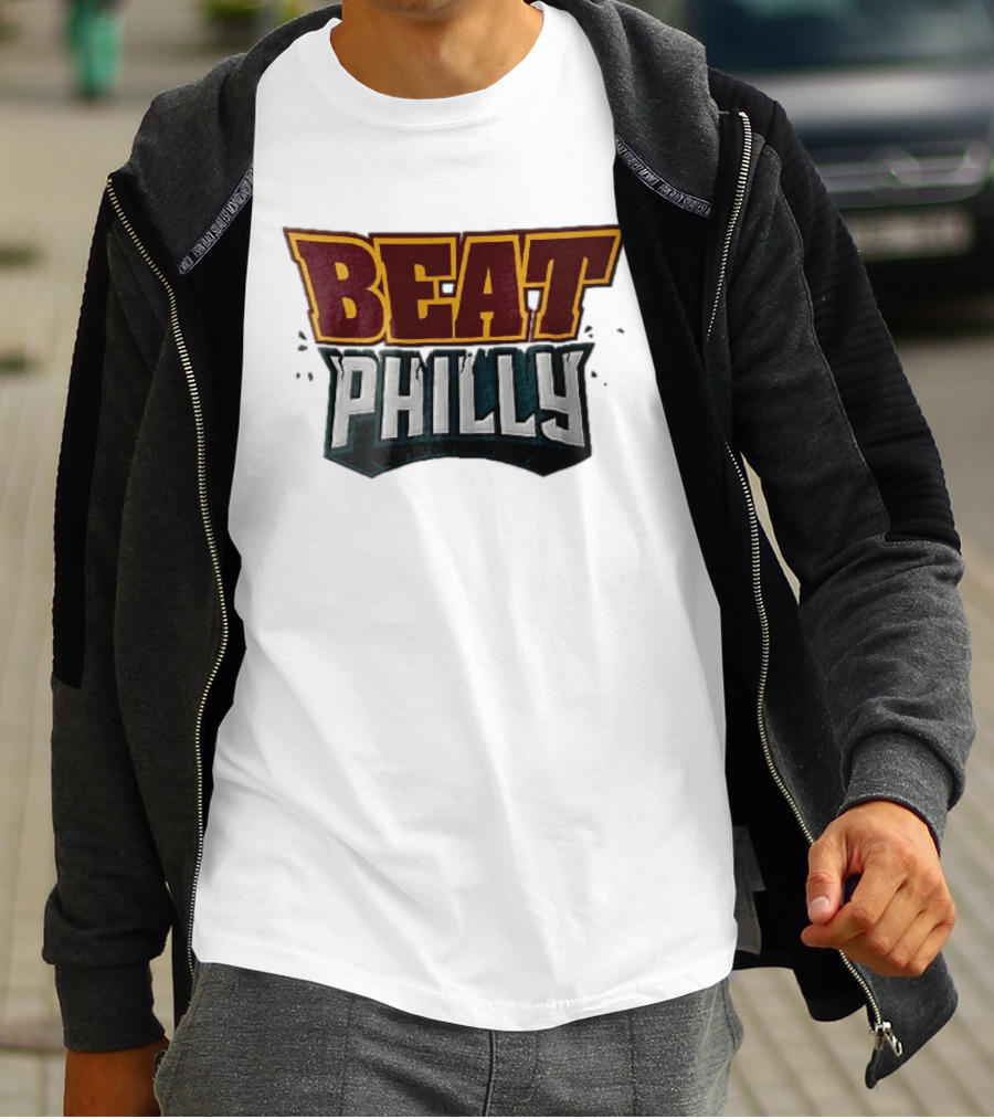Beat Philly Burgundy Gold Cracked Block Shattered Debris T-Shirt