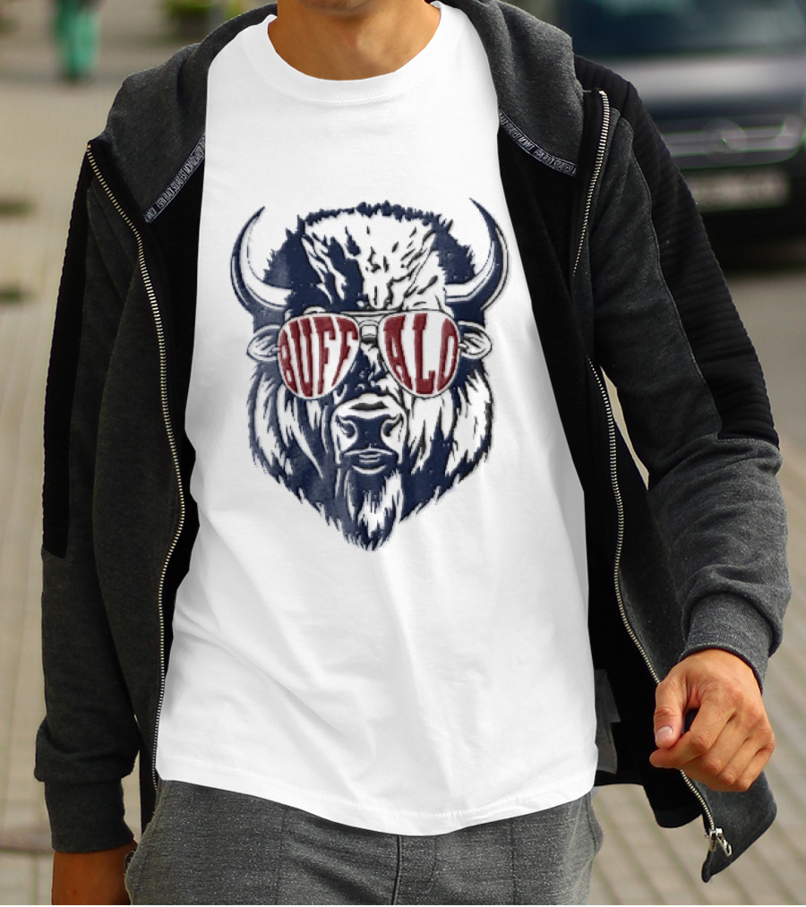 Buffalo Distressed Bison Aviator Sunglasses T-Shirt