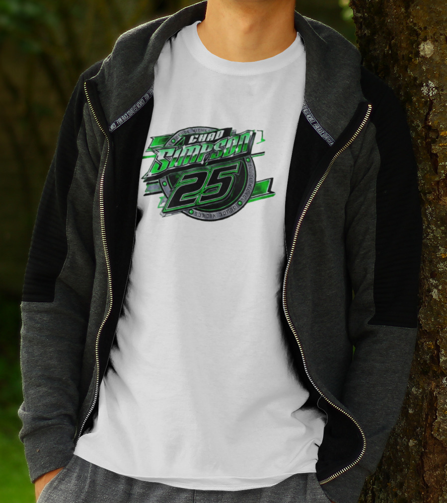 Chad Simpson 25 Deuce Nickel Racing Green Black Christian Series T-Shirt