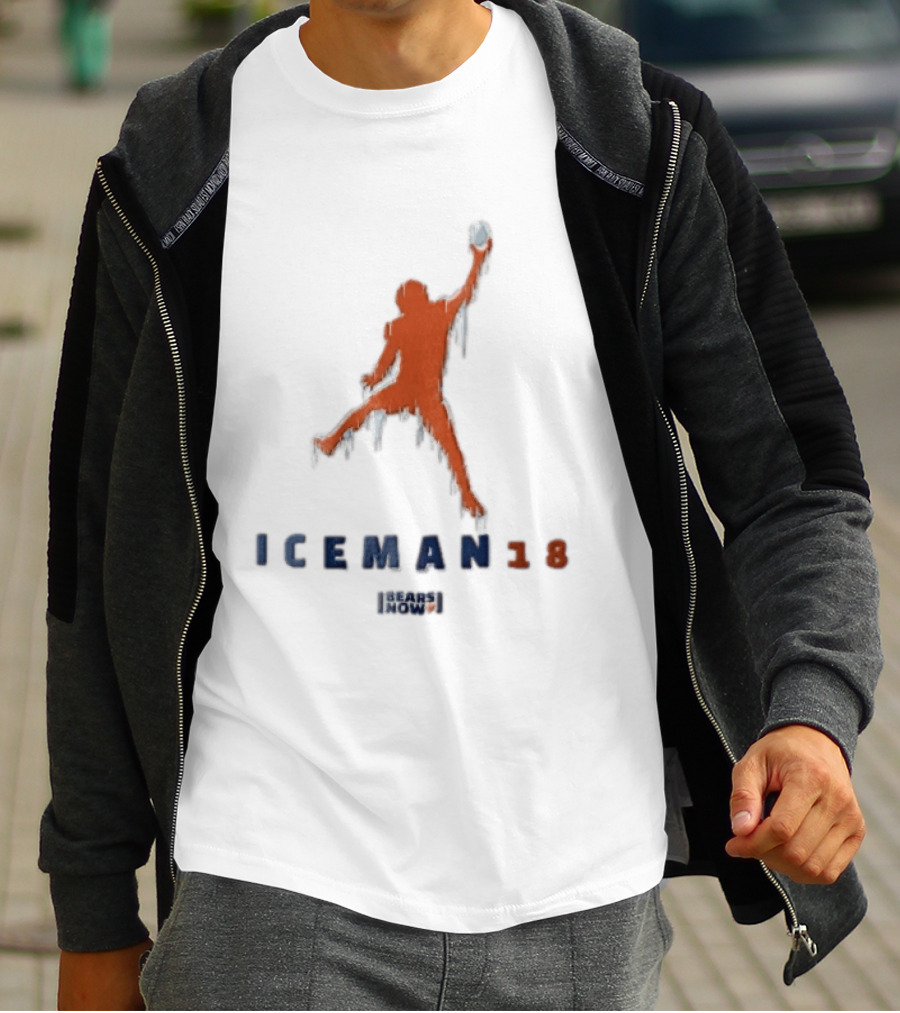 Chicago Bears Iceman 18 Now Frozen Football Player Jumpman Pose Icicles T-Shirt