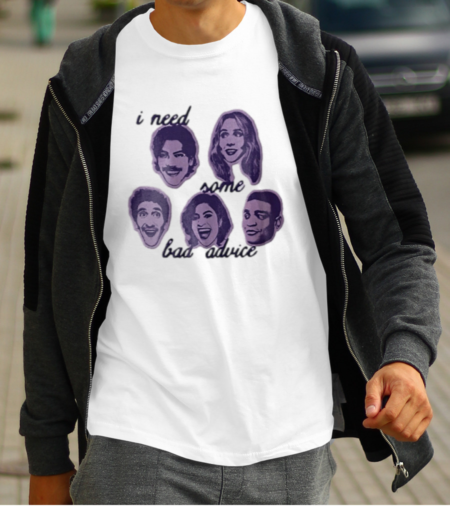 I Need Some Bad Advice Purple Monochromatic Five People Head Cutouts T-Shirt