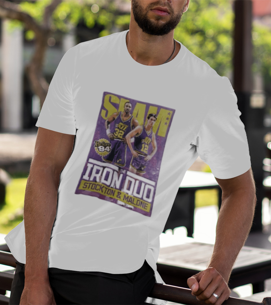 Slam Utah Jazz Before 94 Iron Duo Stockton Malone T-Shirt