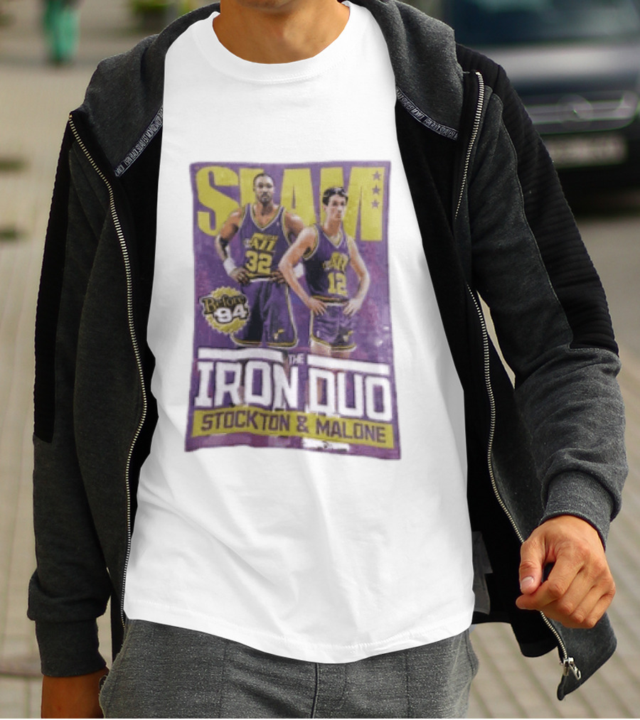 Slam Utah Jazz Before 94 Iron Duo Stockton Malone T-Shirt