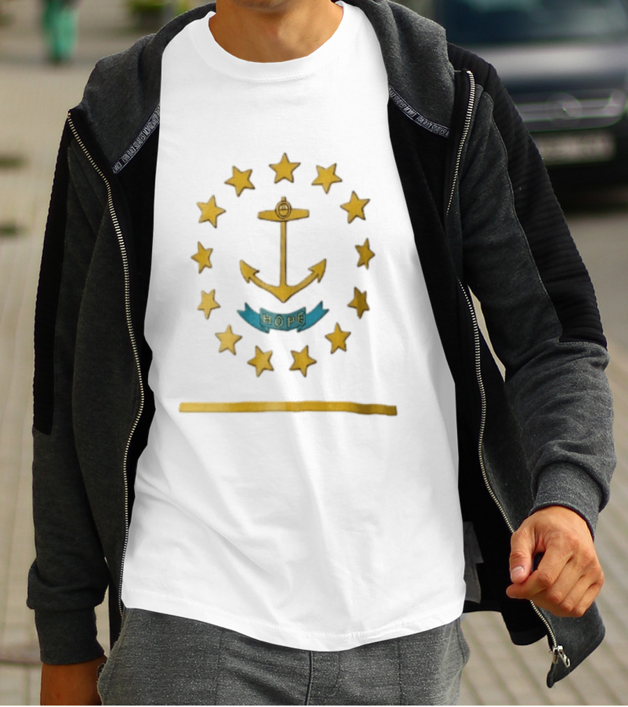 Rhode Island Hope Anchor With Stars T-Shirt