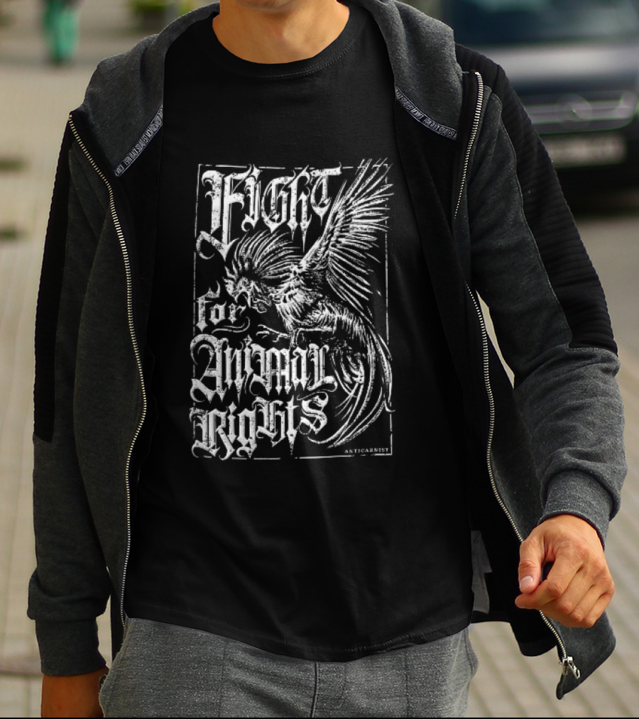 Anticarnist Fight For Animal Rights Aggressive Rooster Gothic T-Shirt