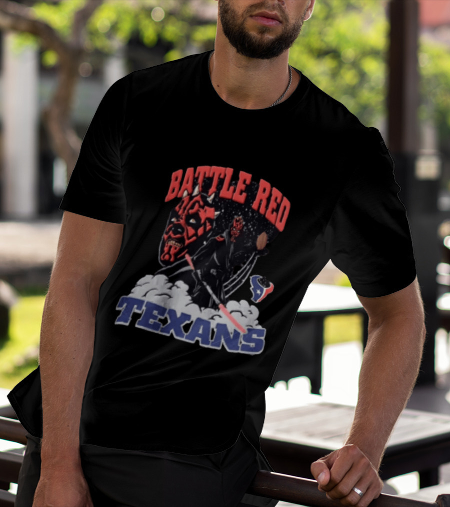 Battle Red Texans Football Star Wars Darth Maul NFL T-Shirt