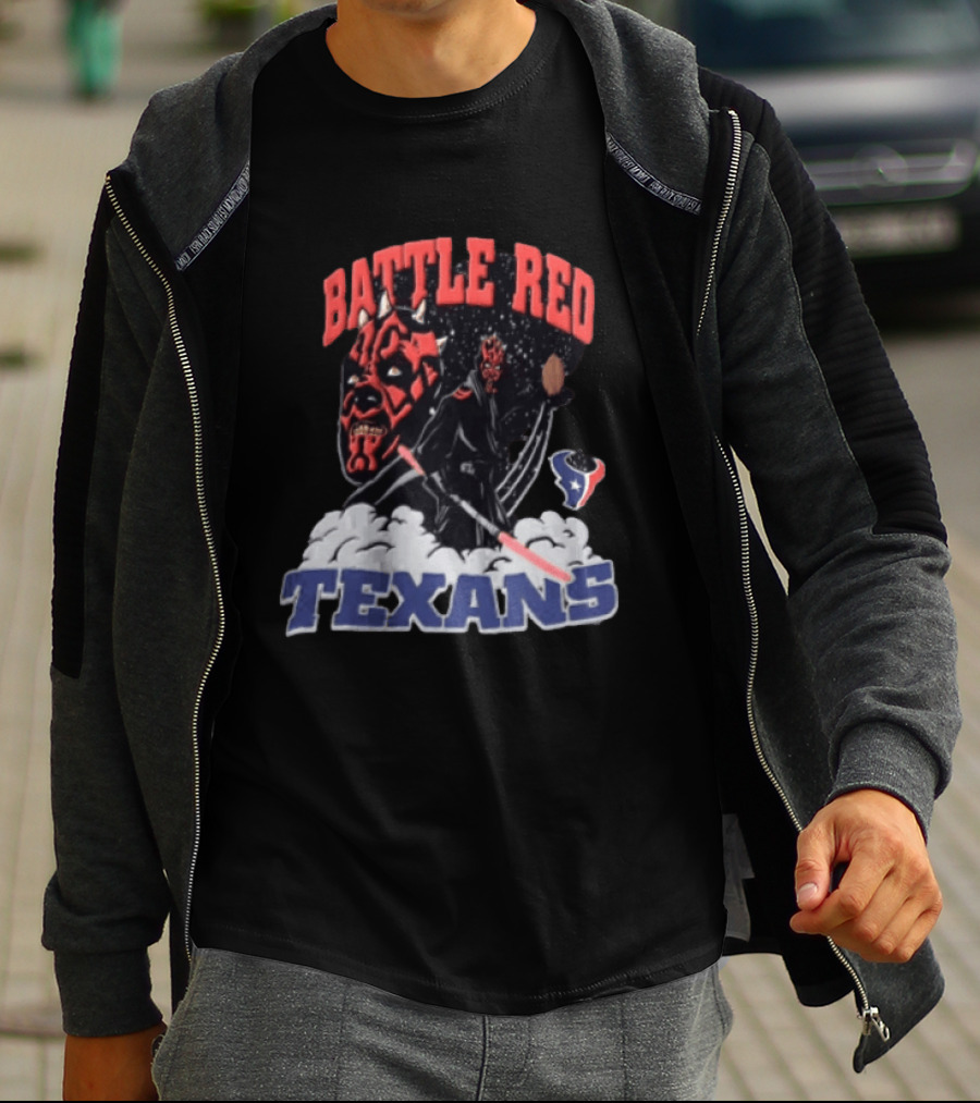 Battle Red Texans Football Star Wars Darth Maul NFL T-Shirt