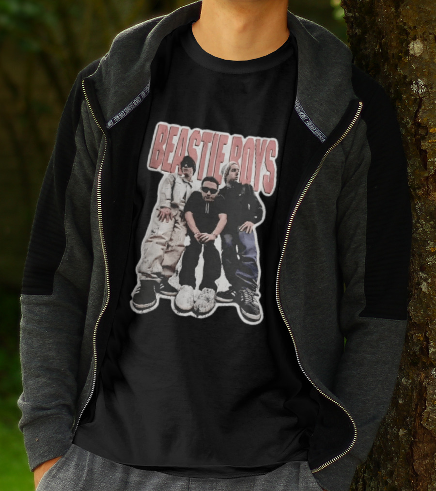 BEASTIE BOYS Three Band Members Group Photo Distressed Bootleg T-Shirt