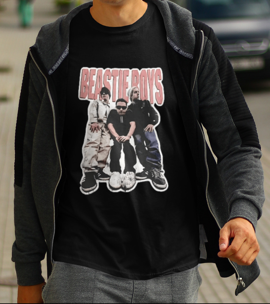BEASTIE BOYS Three Band Members Group Photo Distressed Bootleg T-Shirt