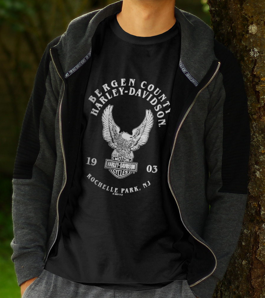 Bergen County Harley Davidson Motor Cycles Eagle Wings Rochelle Park NJ 1903 T-Shirt
