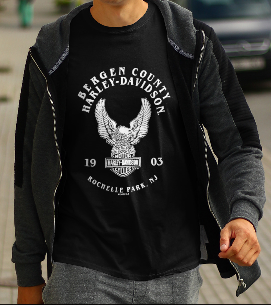Bergen County Harley Davidson Motor Cycles Eagle Wings Rochelle Park NJ 1903 T-Shirt