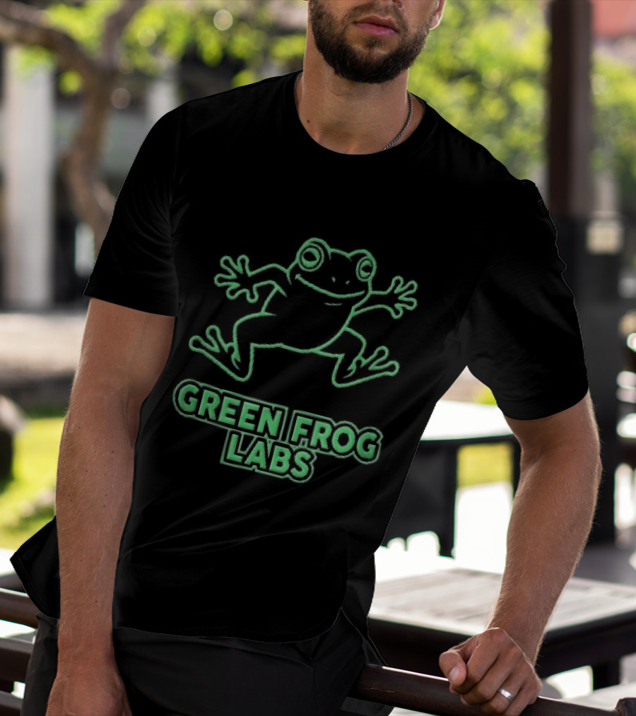 Green Frog Labs Cartoon Sprawling Amphibian Line T-Shirt