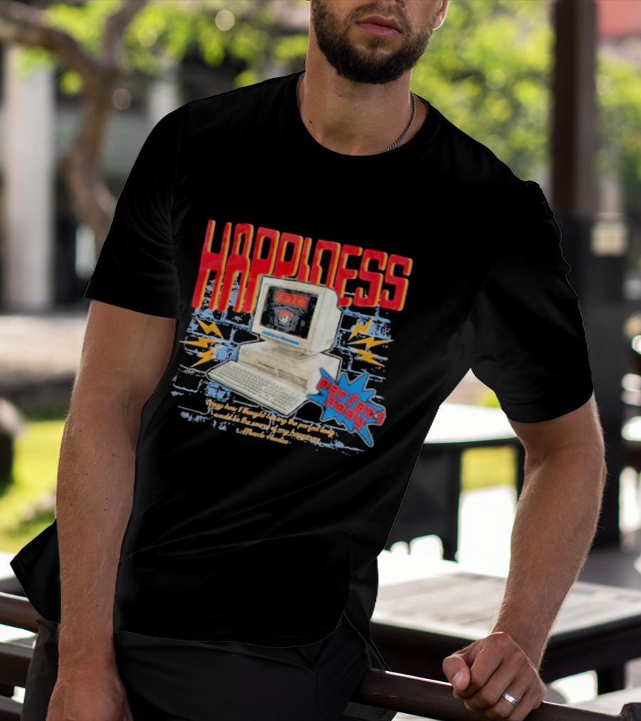 Happiness Perfect Body Retro Computer Lightning Bolts T-Shirt
