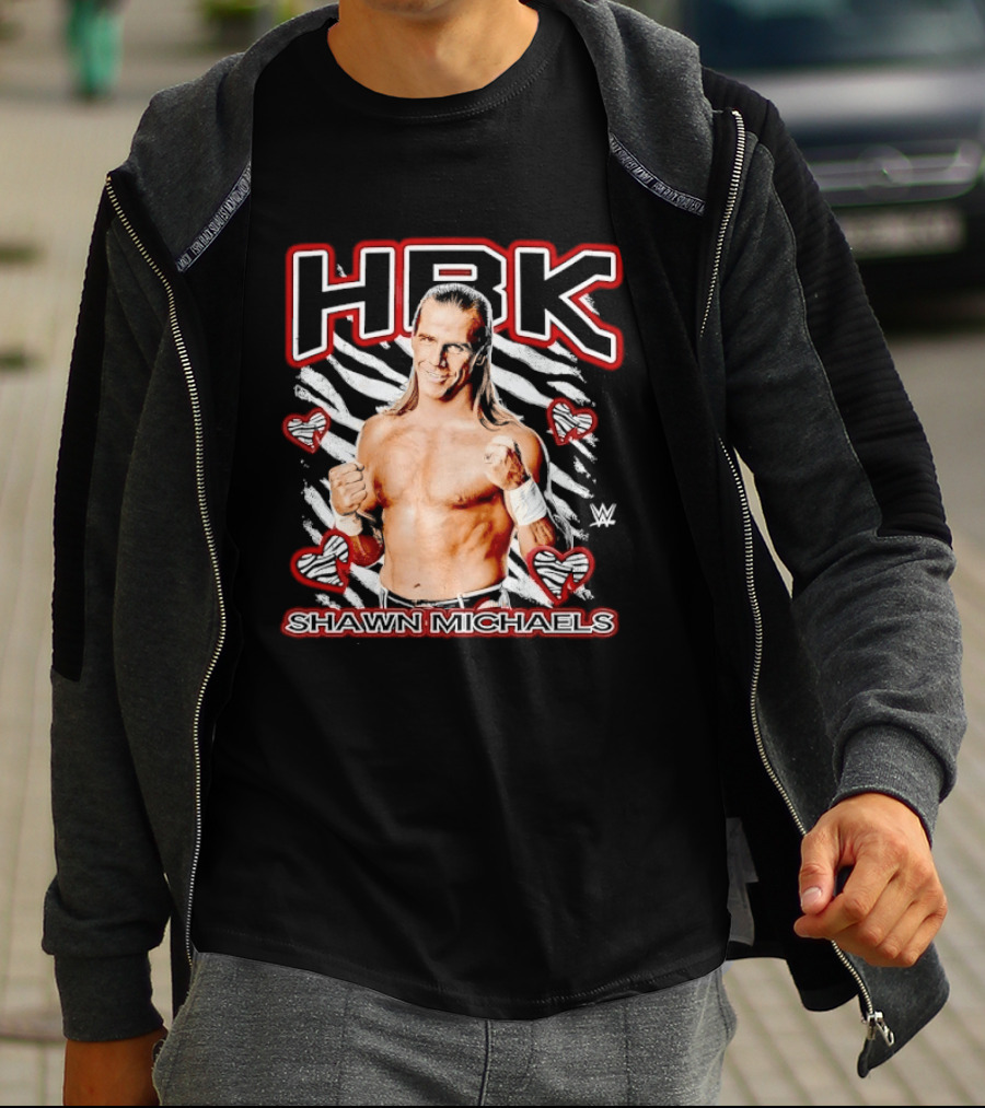 HBK Shawn Michaels Zebra Heart Hearts And Stripes T-Shirt