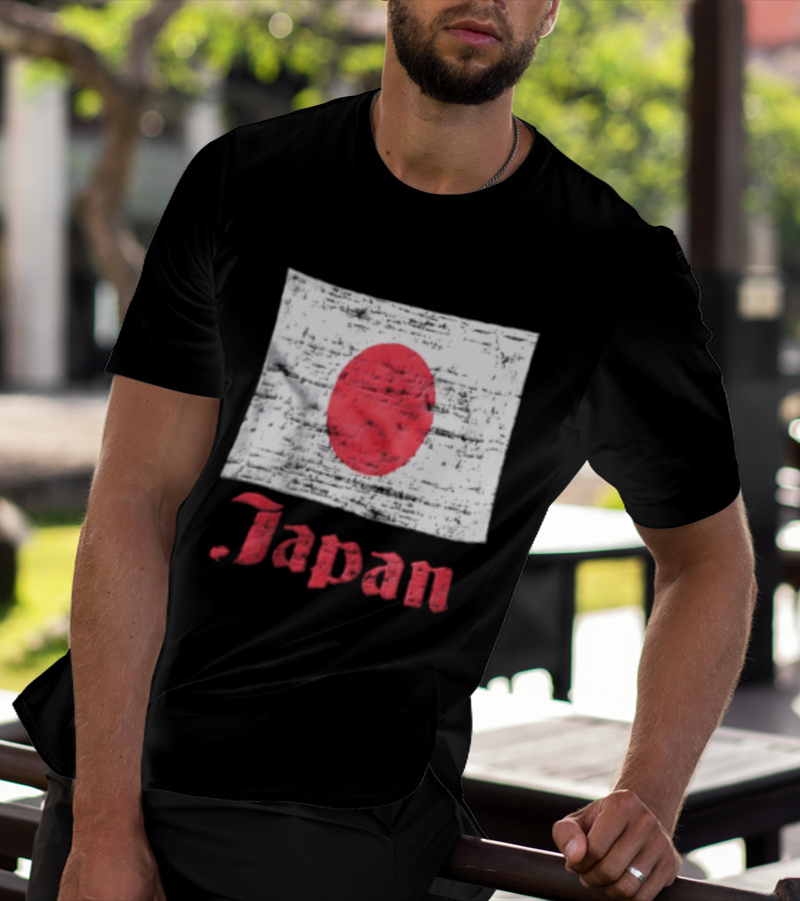 Japan Flag Distressed Style Red Dot Vintage Look T-Shirt