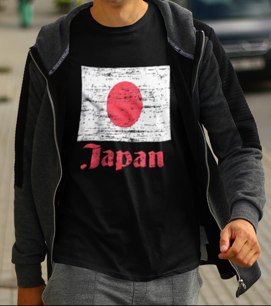 Japan Flag Distressed Style Red Dot Vintage Look T-Shirt