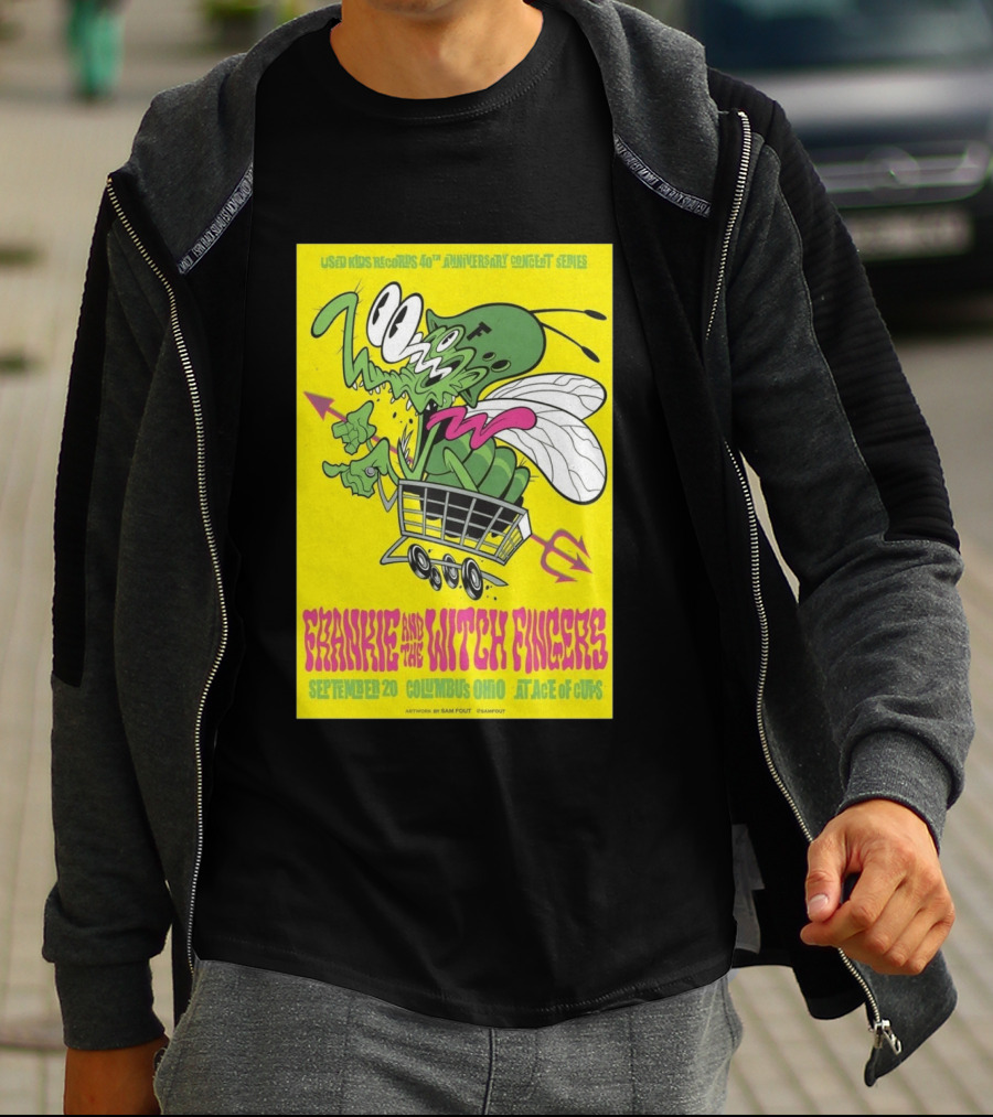 Used Kids Records 40th Anniversary Concert Series Frankie And The Witch Fingers September 20 Columbus Ohio At Ace Of Cups Artwork By Sam Fout T-Shirt