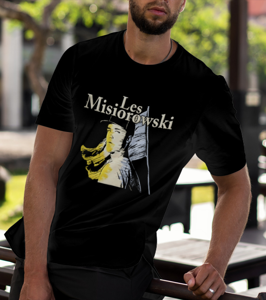 Les Misiorowski Baseball Pitcher Long Hair Flag Sketch T-Shirt