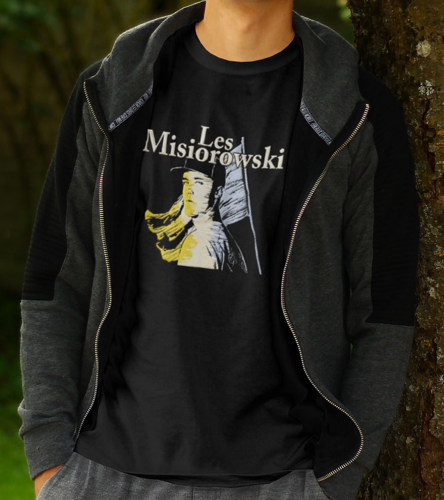 Les Misiorowski Baseball Pitcher Long Hair Flag Sketch T-Shirt