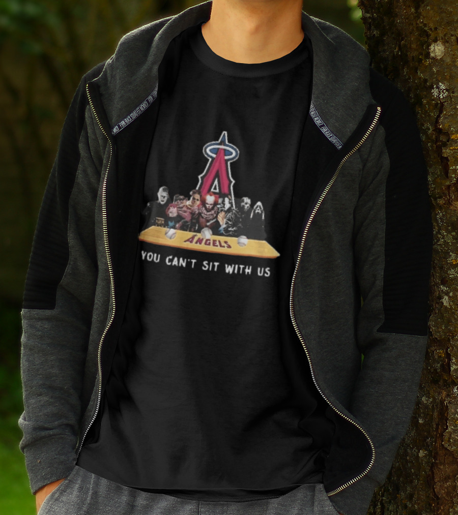 Los Angeles Angels MLB Horror Characters You Can't Sit With Us Bench Baseballs T-Shirt