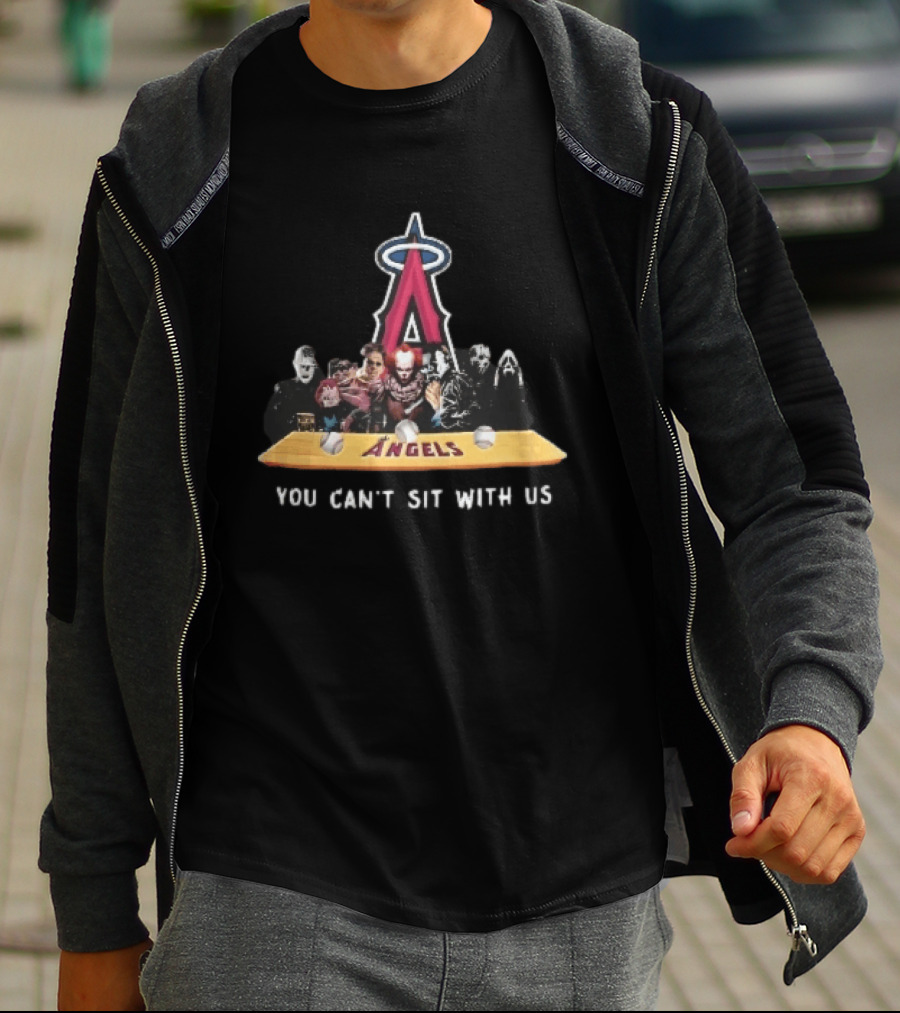 Los Angeles Angels MLB Horror Characters You Can't Sit With Us Bench Baseballs T-Shirt