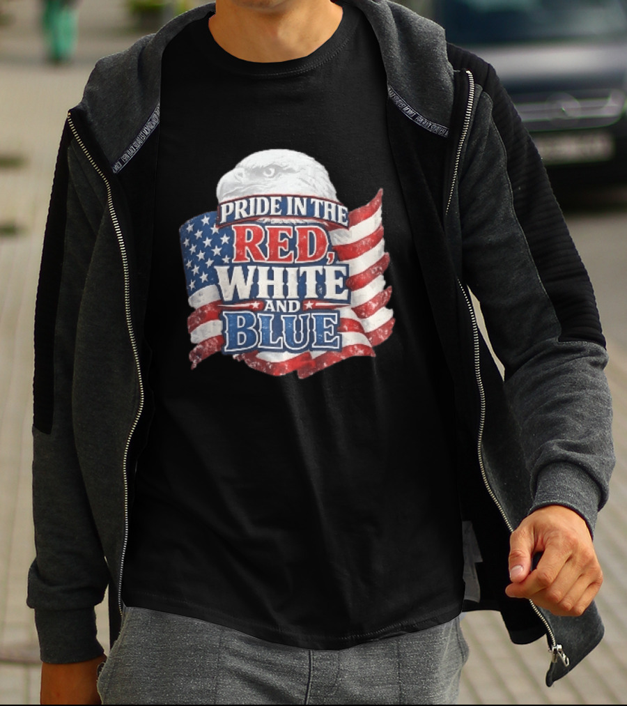Pride In The Red White And Blue Bald Eagle American Flag T-Shirt