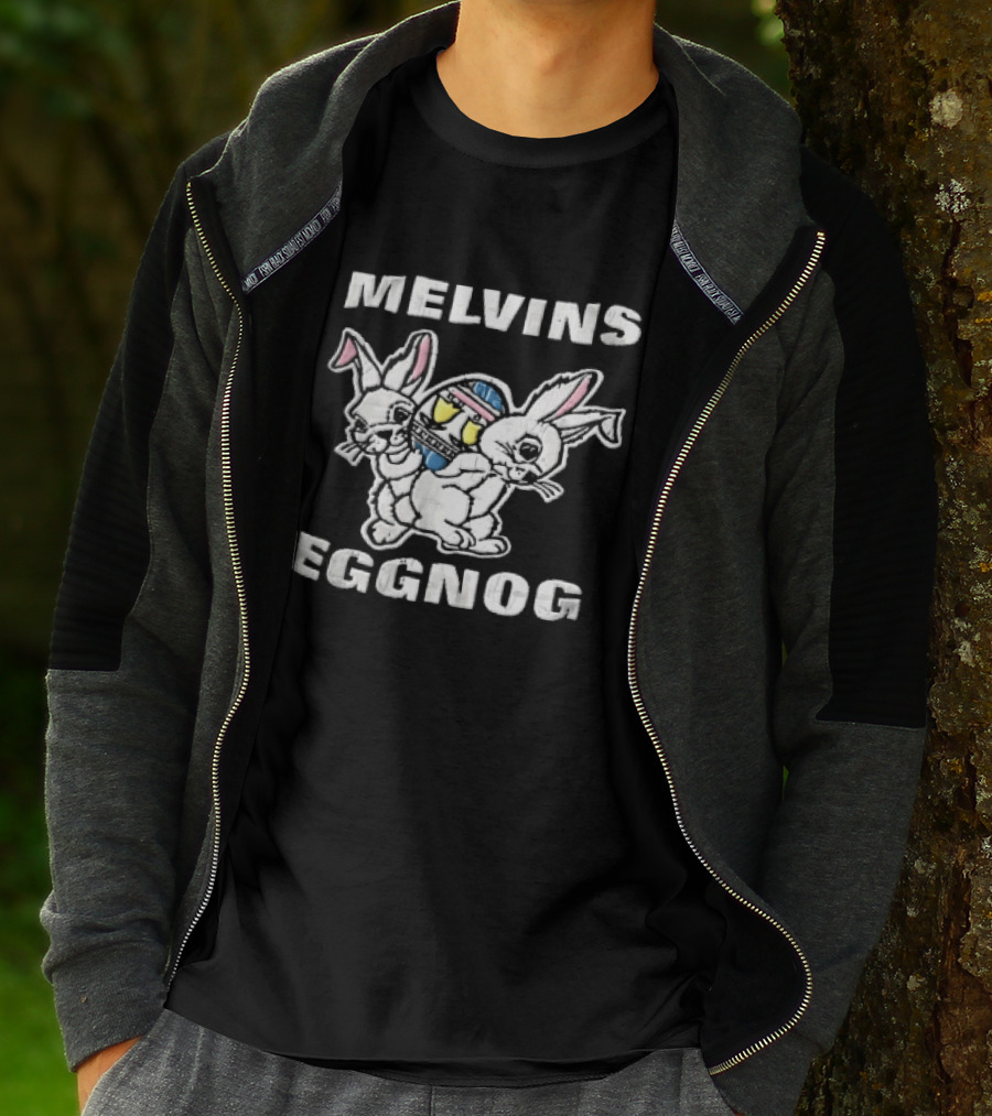 Melvins Eggnog Distressed Conjoined Rabbits Cartoon T-Shirt