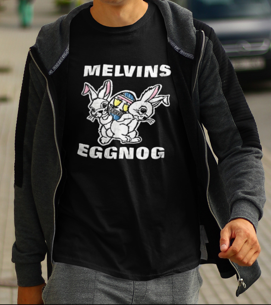 Melvins Eggnog Distressed Conjoined Rabbits Cartoon T-Shirt