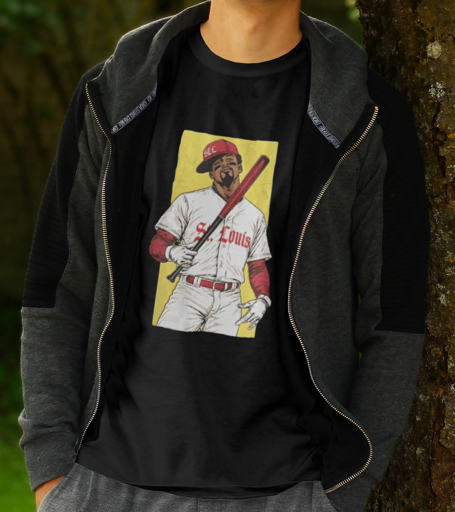 St Louis Cardinals STL Baseball Player Caricature With Bat T-Shirt
