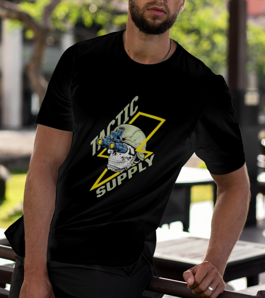 Tactical Skull Tactic Supply Night Vision Helmet Lightning Bolt T-Shirt