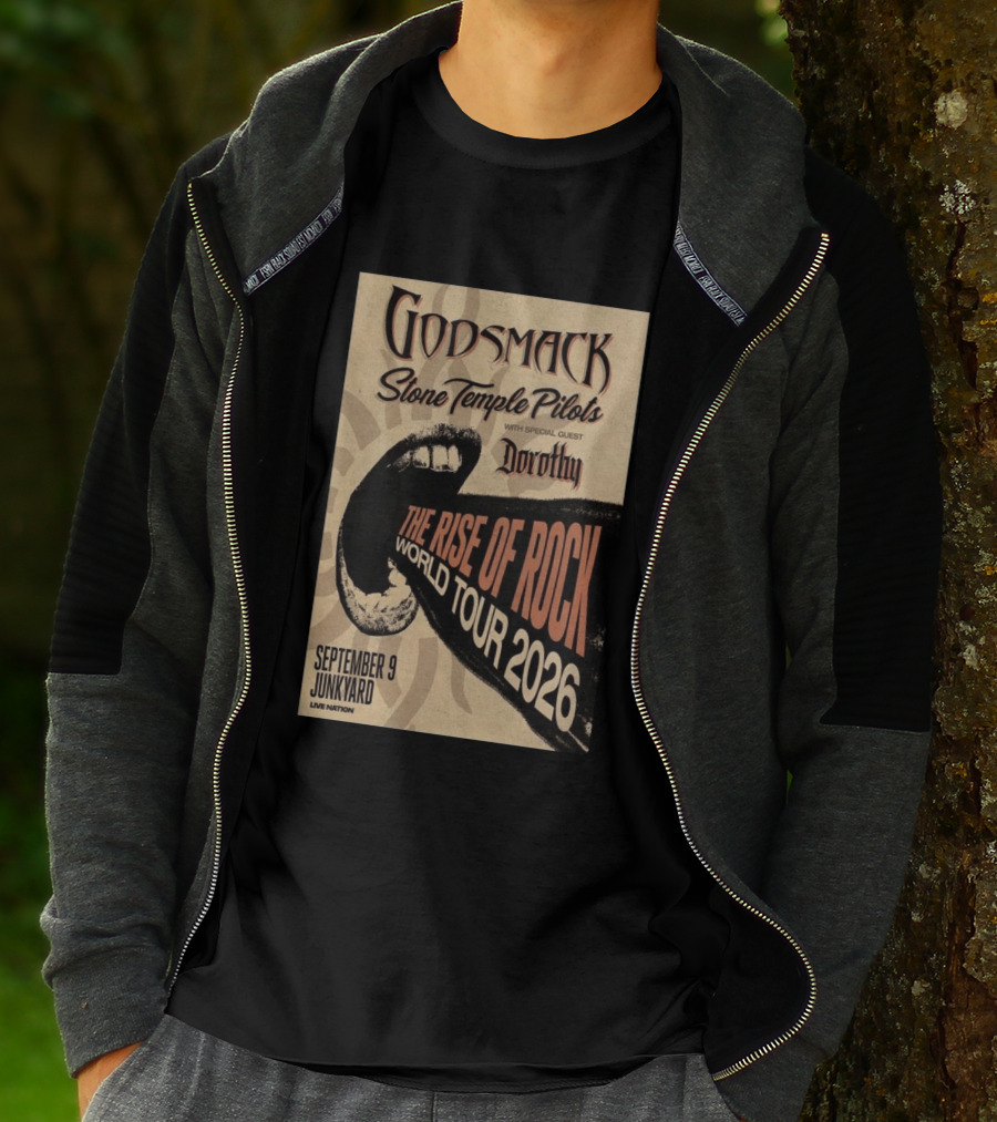 Godsmack Stone Temple Pilots Dorothy Special Guest September 9 Junkyard The Rise Of Rock World Tour 2026 T-Shirt