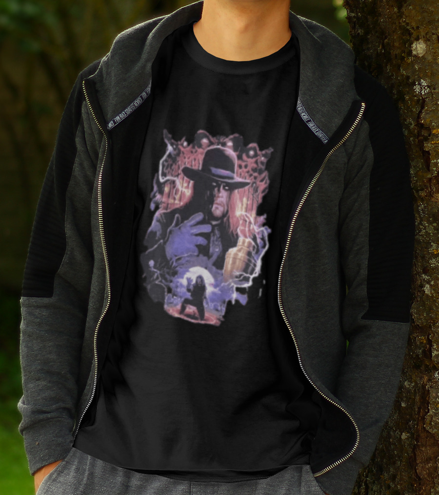 The Undertaker WWE Wrestler Vintage Style With Lightning And Urn T-Shirt