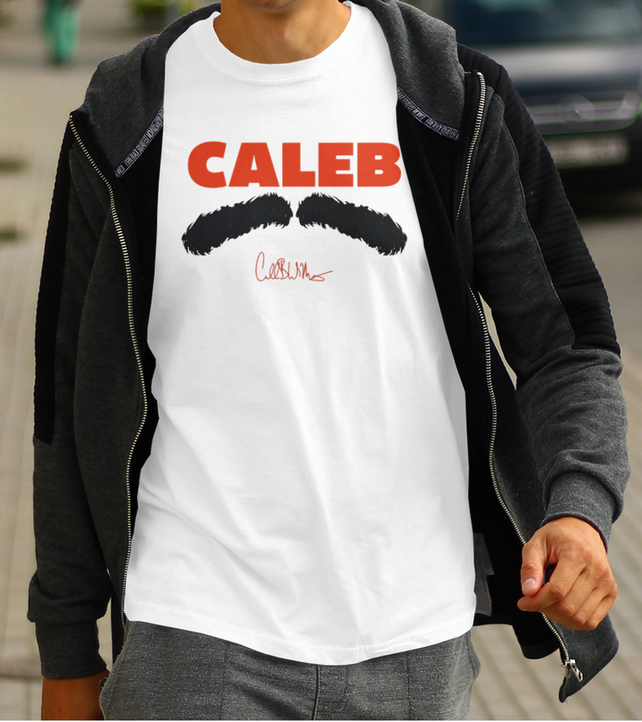 Caleb Mustache Red Text Signature T-Shirt