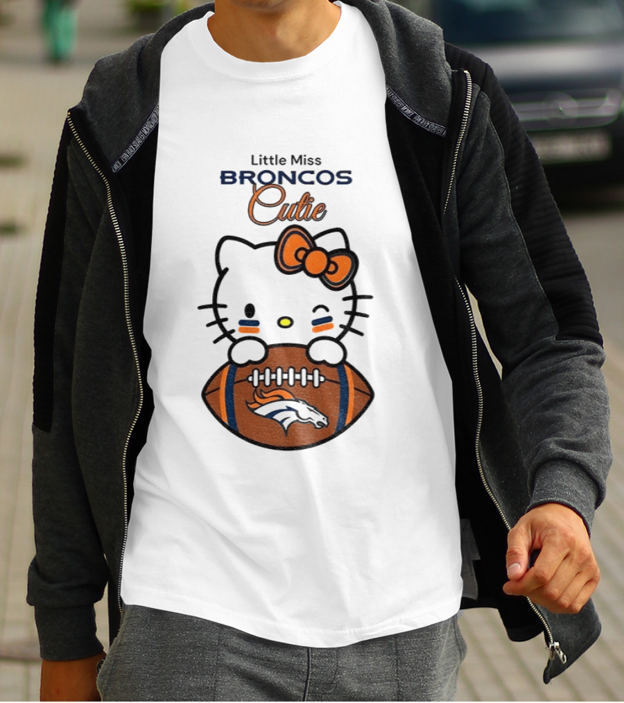 Little Miss Broncos Cutie Hello Kitty Football Fan T-Shirt