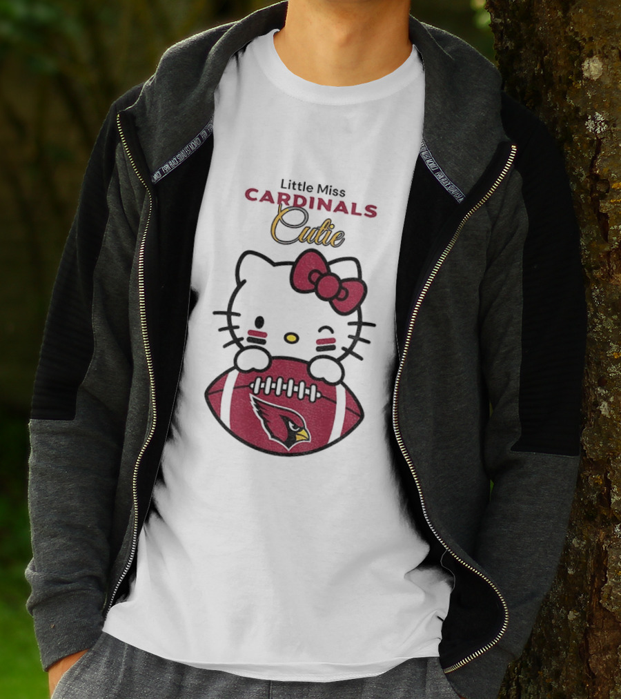 Little Miss Cardinals Cutie Hello Kitty Football T-Shirt