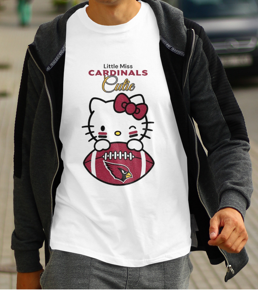 Little Miss Cardinals Cutie Hello Kitty Football T-Shirt