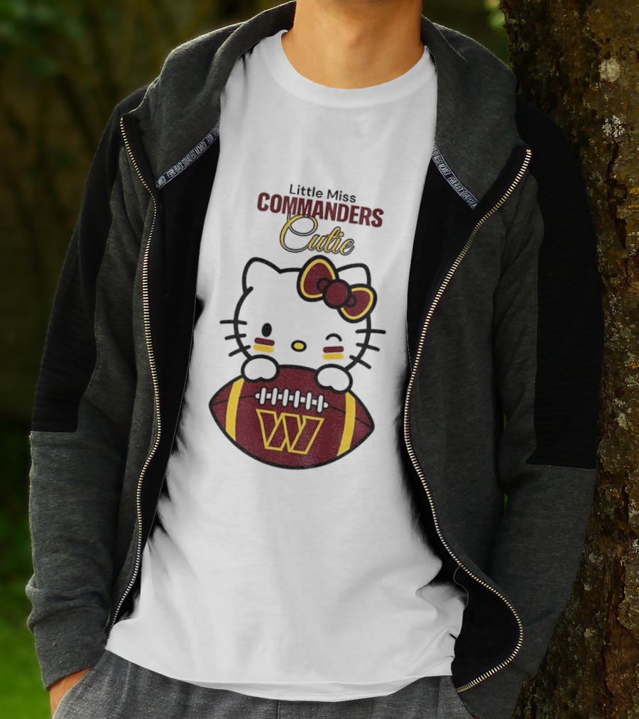 Little Miss Commanders Cutie Hello Kitty Football T-Shirt