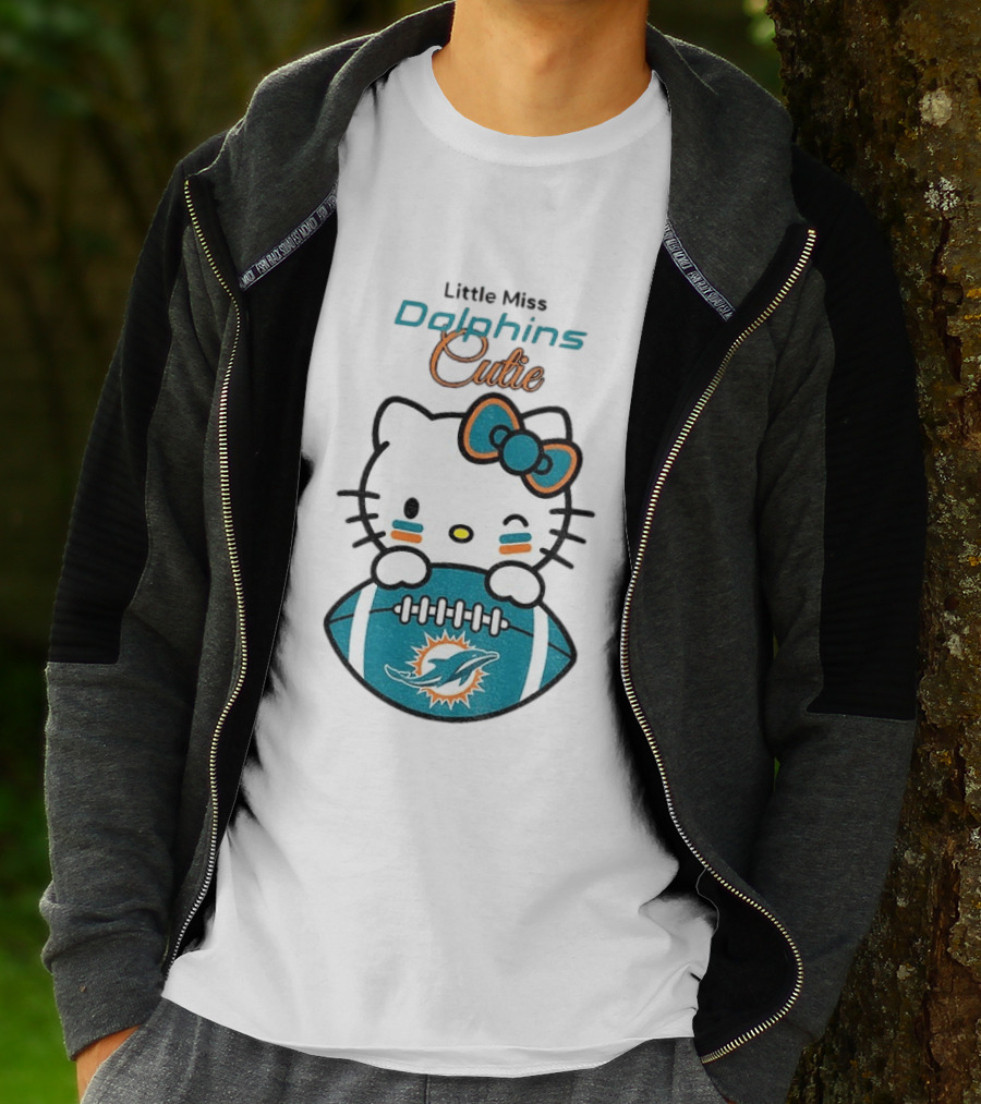 Little Miss Dolphins Cutie Hello Kitty Football T-Shirt