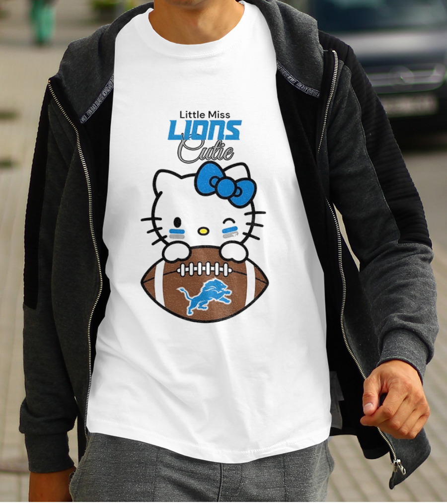 Little Miss Lions Hello Kitty Cute Football T-Shirt