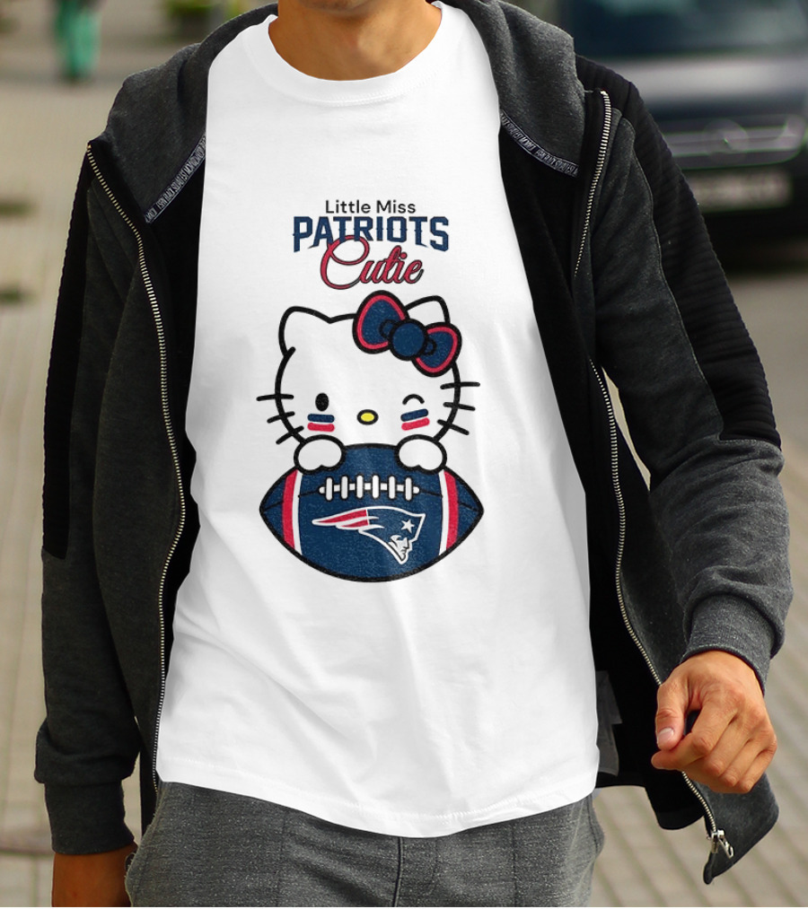 Little Miss Patriots Cutie Hello Kitty Football T-Shirt