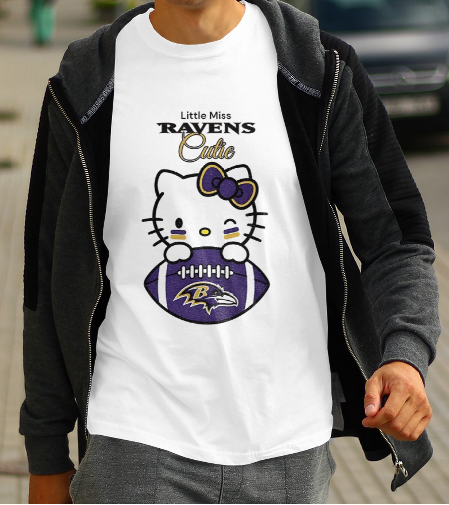 Little Miss Ravens Cutie Hello Kitty Football T-Shirt