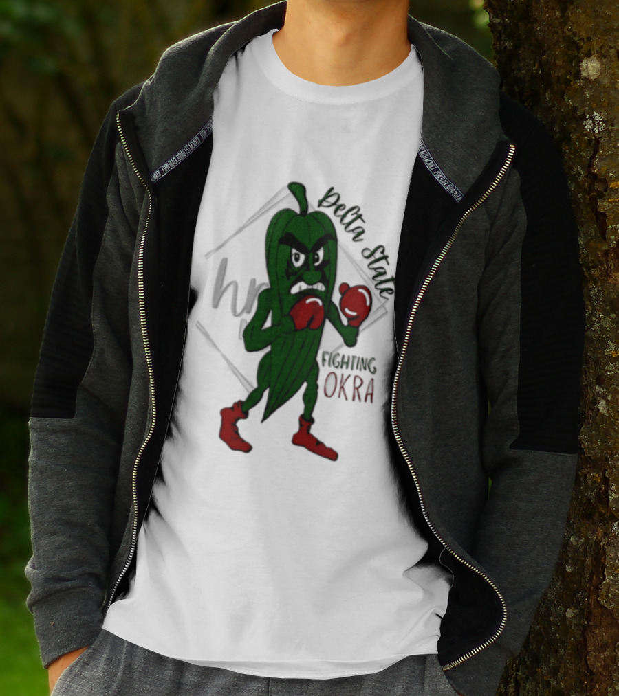 Delta State Fighting Okra Punching Mascot With Boxing Gloves And Boots T-Shirt