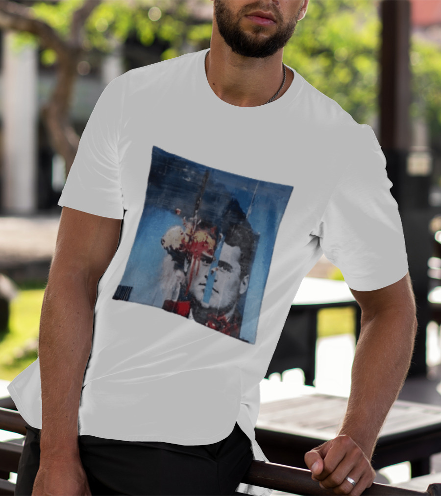Explosion Face Collage Tower Crew Neck Short Sleeve T-Shirt